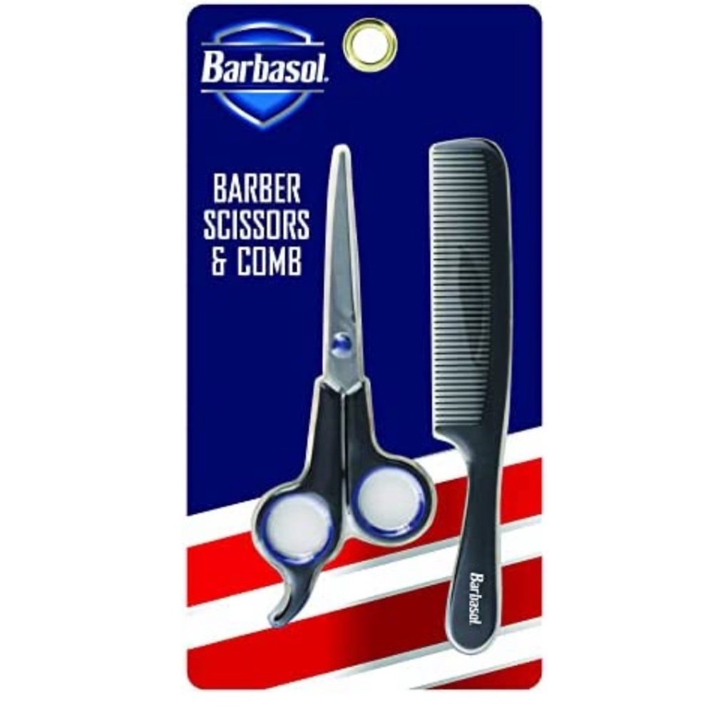 New Barbasol Stainless-Steel Men’s Scissors and Comb, Easy-to-Clean, Rustproof